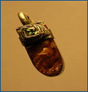 Natural Stone With Silver Clay Pendant
